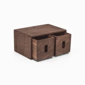 Woodsaka Sate Çekmeceli Mini Kutu & Aksesuar ve Kırtasiye Dolabı - Ceviz Ağacından - 3