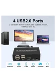 Zilevo Hdmi Kvm Switch 2 Port Usb Type C 2 PC Tek Kasa Klavye Mouse Kontrol Çoklayıcı - 4