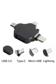 Zilevo Lightning iPhone Type-C Micro Usb 3in1 USB 3.0 Dişi Mouse Flash OTG Çevirici Adaptör thumbnail 3