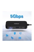 FİDECO Fıdeco Type C To 4k Hdmi - Usb 3.0 Hub, Gigabit Ethernet, Kart Okuyucu, Usb C, Mikrofon Kulaklık - 5