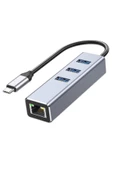Zilevo Type C To Usb 3.0 Ethernet Gigabit Rj45 3 Port Hub Çoklayıcı Adaptör thumbnail 1