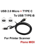 Zilevo Type C + Micro Usb Yazıcı Printer Piyano Midi Bağlantı Kablosu - 5