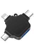 Zilevo Lightning iPhone Type-C Micro Usb 3in1 USB 3.0 Dişi Mouse Flash OTG Çevirici Adaptör thumbnail 2