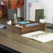 Woodsaka 3Line Masaüstü Organizer ve Aksesuar Kutusu - Ceviz - 3
