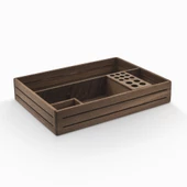 Woodsaka 3Line Masaüstü Organizer ve Aksesuar Kutusu - Ceviz - 1