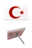Panjur Arma Beyaz Zeminli Türk Bayrağı Vidalı Pleksi Izgara Arma Logo - 1