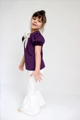 Kız Çocuk Lilyum Mor Bluz Krem Pantolon Alt Üst Takım TKM-0186.13 - 2