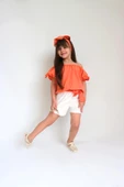 Kız Çocuk Sunny Turuncu Madonna Yaka Şortlu Bandana Alt Üst Takım TKM-0132.11 - 7