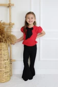 Kız Çocuk Lilyum Kırmızı Bluz Siyah Pantolon Alt Üst Takım TKM-0186.3 - 2