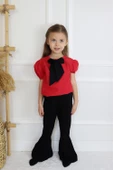 Kız Çocuk Lilyum Kırmızı Bluz Siyah Pantolon Alt Üst Takım TKM-0186.3 - 1