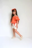 Kız Çocuk Sunny Turuncu Madonna Yaka Şortlu Bandana Alt Üst Takım TKM-0132.11 - 6