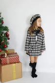Kız Çocuk Santa Siyah Beyaz Ekose Alt Üst Etek Ceket Kepli Takım TKM-0171.05 - 4