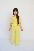Kız Çocuk Gloria Sarı Şile Bezi Bluz Pantolon Takım - 7