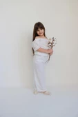 Kız Çocuk Gloria Beyaz Şile Bezi Bluz Pantolon Takım thumbnail 7