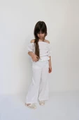 Kız Çocuk Gloria Beyaz Şile Bezi Bluz Pantolon Takım thumbnail 1