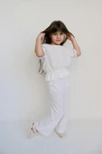 Kız Çocuk Gloria Beyaz Şile Bezi Bluz Pantolon Takım thumbnail 2