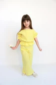 Kız Çocuk Gloria Sarı Şile Bezi Bluz Pantolon Takım - 8