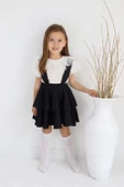 Kız Çocuk Helen Siyah Askılı Kat Kat Bağlama Jile Elbise Dantel Detay Ekru Kısa Kollu Bluz Takım TKM-0181.2 thumbnail 1