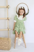 Kız Bebek Ruby Yeşil Fırfırlı Dantel Detaylı Kısa Kollu Elbise Bandana Takım ELB-0070.7 thumbnail 3