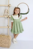 Kız Bebek Ruby Yeşil Fırfırlı Dantel Detaylı Kısa Kollu Elbise Bandana Takım ELB-0070.7 thumbnail 2