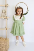 Kız Bebek Ruby Yeşil Fırfırlı Dantel Detaylı Kısa Kollu Elbise Bandana Takım ELB-0070.7 thumbnail 9