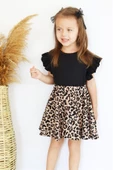 Kız Bebek Leopar Kısa Kollu Fırfırlı Elbise Toka Takım thumbnail 6