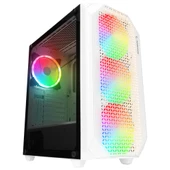 Rampage ZUKO 600W 80+ BRONZE Beyaz 4-14cm Rainbow Fan Metal Panel Temper Camlı Oyuncu Kasası - 1