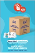 Pratik Yüzey Temizlik Havlusu Beyaz Sirkeli Sabun Kokulu 12 X 100 (TOPLAM 1200 YAPRAK) - 1