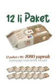 Zeytinyağlı Islak Bebek Mendili 12x90lı Paket 1080 Yaprak - 1