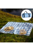 Outdress Suya Dayanıklı Çok Amaçlı Piknik Örtüsü 150 X 150 Cm Mavi Beyaz Ekose Desen - 1