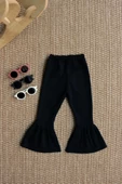 Kız Çocuk Siyah İspanyol Paça Yüksek Bel Lastikli Tayt Pantolon thumbnail 1