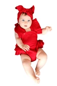 Kız Bebek Kırmızı Pamuklu Salopet Bandana Takım TKM-0034 thumbnail 2