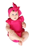 Kız Bebek Pembe Pamuklu Salopet Bandana Takım TKM-0032 thumbnail 2