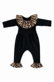 Kız Çocuk Leopar Yakalı Çıtçıt Detaylı Tulum Salopet TLM-0051 - 6