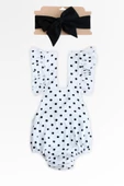Kız Bebek Bliss Pamuklu Puantiyeli Salopet Bandana Takım thumbnail 6