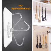 Nano Yeni Nesil Yapışkanlı Banyo Lavabo Mutfak Askısı Şeffaf Plastik Asma İz Bırakmaz 4 Adetli Set - 2