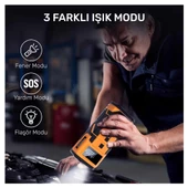 NPO A5577 Kablolu/Kablosuz 8000mAh Şarjlı Taşınabilir Araç Akü Takviyeli, Powerbank Destekli Reflektör Ledli 5in1 Oto Hava Pompası - 4