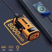 NPO A5577 Kablolu/Kablosuz 8000mAh Şarjlı Taşınabilir Araç Akü Takviyeli, Powerbank Destekli Reflektör Ledli 5in1 Oto Hava Pompası - 5
