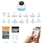 Ayt Whome Yapay Zeka Desteli 360 Derece Dönebilen Gece Görüşlü Mavi Wifi İp Bebek Güvenlik Kamerası Kart Destekli - 3
