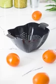 Akrilik Siyah Makarna Süzgeçi & Sebze Meyve Süzgeçi Siyah (32 * 23 Cm) - 3