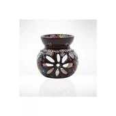 El Yapımı Çini Desenli Lotus Buhurdanlık, Seramik Koku Lambası, Çinili Uçucu Yağ Yakıcı Buhur thumbnail 2