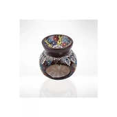 El Yapımı Çini Desenli Lotus Buhurdanlık, Seramik Koku Lambası, Çinili Uçucu Yağ Yakıcı Buhur thumbnail 4