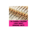 70 Çeşit 1400 Adet Süper Direnç Seti 1/4w Direnç Paketi thumbnail 1