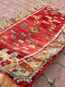 77x127 cm Eski El Dokuma İran Halısı Küçük Boy Kırmızı Renk Yün Kilim - 5