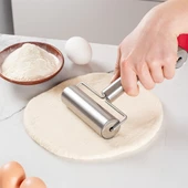 Porsima 226 Paslanmaz Çelik Pratik Rulo Pürüzsüz Oklava Pizza Börek Açma Aparatı Silindir Merdane Çift Yönlü thumbnail 4