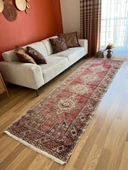 95x314 cm Yumuşak Renkli El Dokuma Eski Türk Yün Yolluk - 2