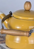 Alev Vintage Demlik - Ahşap Saplı Emaye Çaydanlık, Kettle - 2.5 Litre - 9