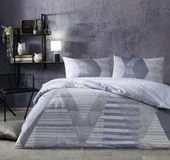 Taç Ranforce Çarşafı Lastikli Tek Kişilik Nevresim Takımı-Lucas Mavi - 1