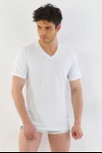 Erkek Süprem V Yaka Beyaz T-shirt 945 - 4