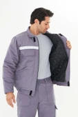 Orange Safety İş Takımı Mont+Pantolon  7/7 Gabardin %100 Pamuk Kapitoneli Reflektörlü Gri thumbnail 6
